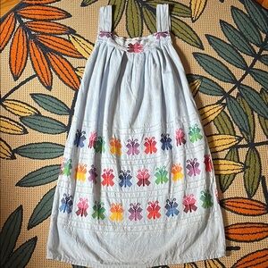 Vintage Colorful butterfly Embroidered Dress large